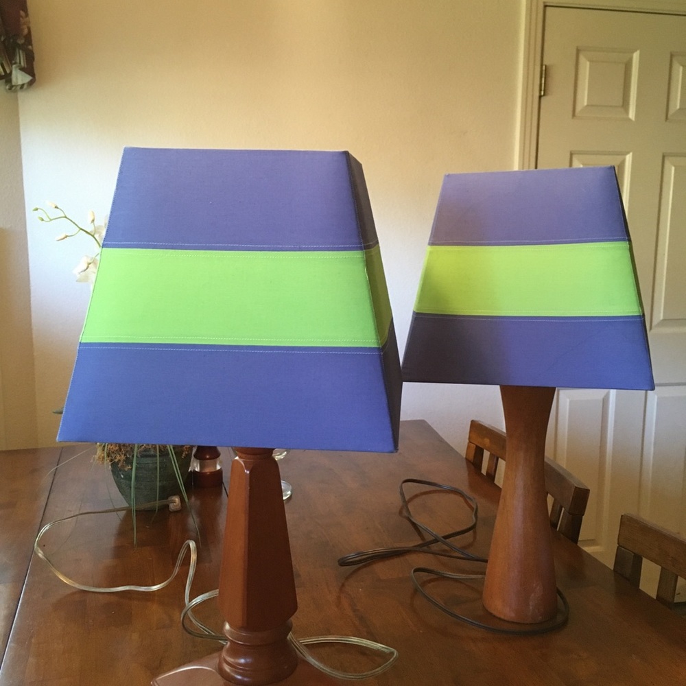 Pottery barn Rugby green blue Lamp lampshade
